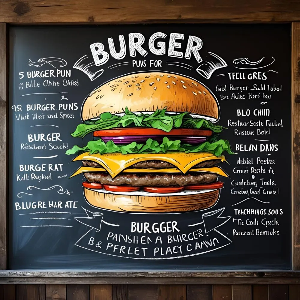“burger puns for menus”