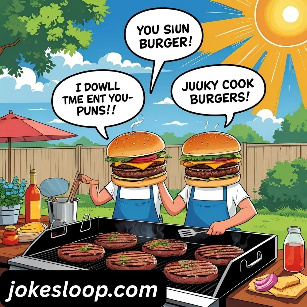Grilling Puns While Cooking Burgers