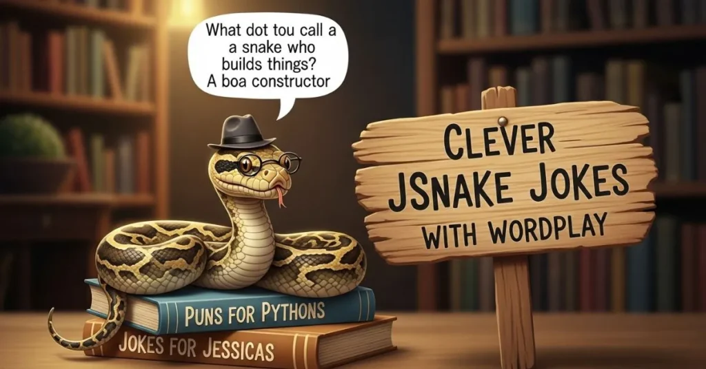 Clever jsnake jokes with wordplay